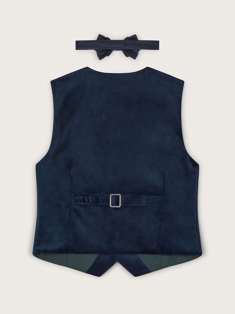Monsoon Blue Velvet Waistcoat and Bow Tie Set - Image 2 of 3