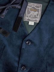 Monsoon Blue Velvet Waistcoat and Bow Tie Set - Image 3 of 3
