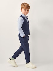 Monsoon Blue Smart Waistcoat and Trousers Set 4 Piece with Bow - Image 1 of 4