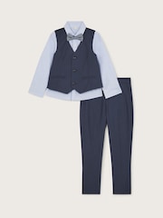 Monsoon Blue Smart Waistcoat and Trousers Set 4 Piece with Bow - Image 2 of 4