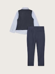 Monsoon Blue Smart Waistcoat and Trousers Set 4 Piece with Bow - Image 3 of 4