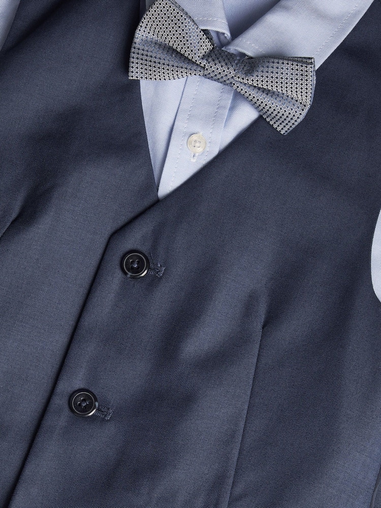 Monsoon Blue Smart Waistcoat and Trousers Set 4 Piece with Bow - Image 4 of 4