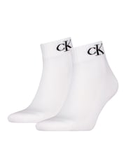 Calvin Klein White Mens Monogram Quarter Socks 2 Pack - Image 4 of 5