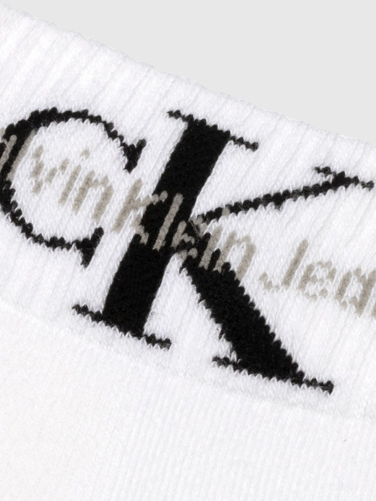 Calvin Klein White Mens Monogram Quarter Socks 2 Pack - Image 5 of 5