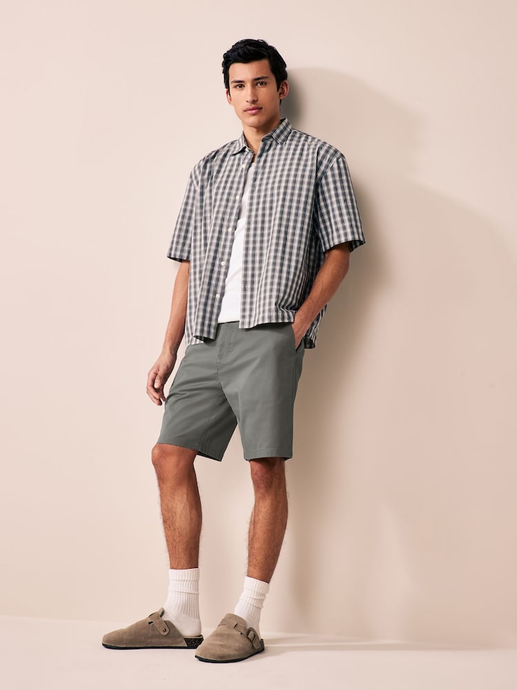 Black/Navy/Charcoal Straight Fit Stretch Chinos Shorts 3 Pack - Image 6 of 14