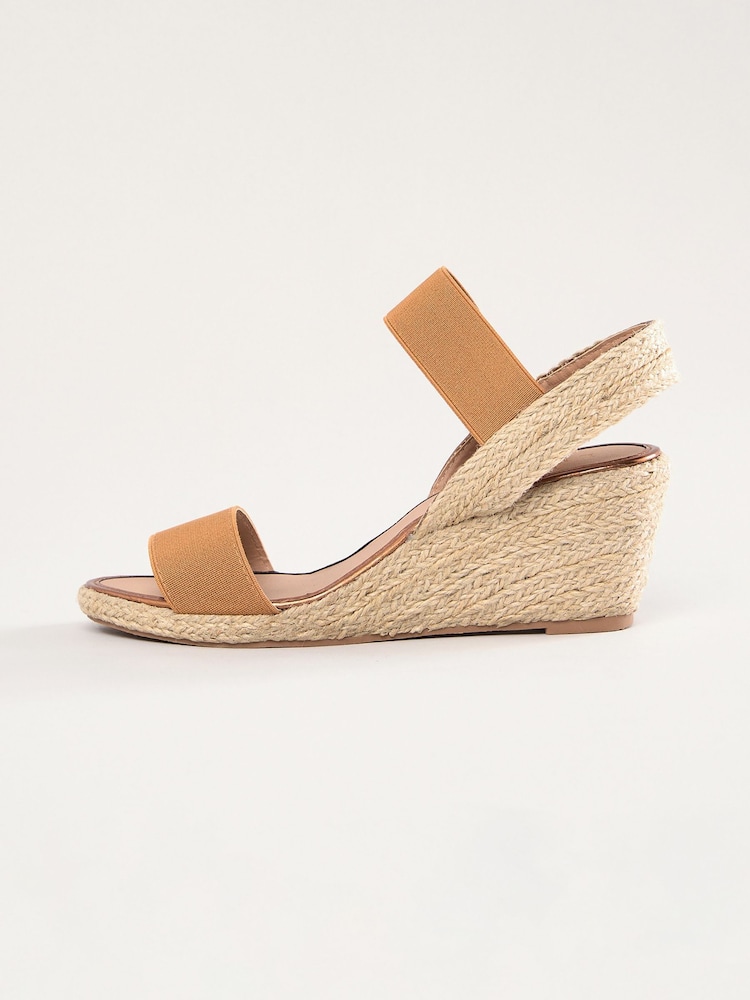 Lipsy Brown Standard Fit Elastic Low Wedge Espadrille Sandals - Image 5 of 5