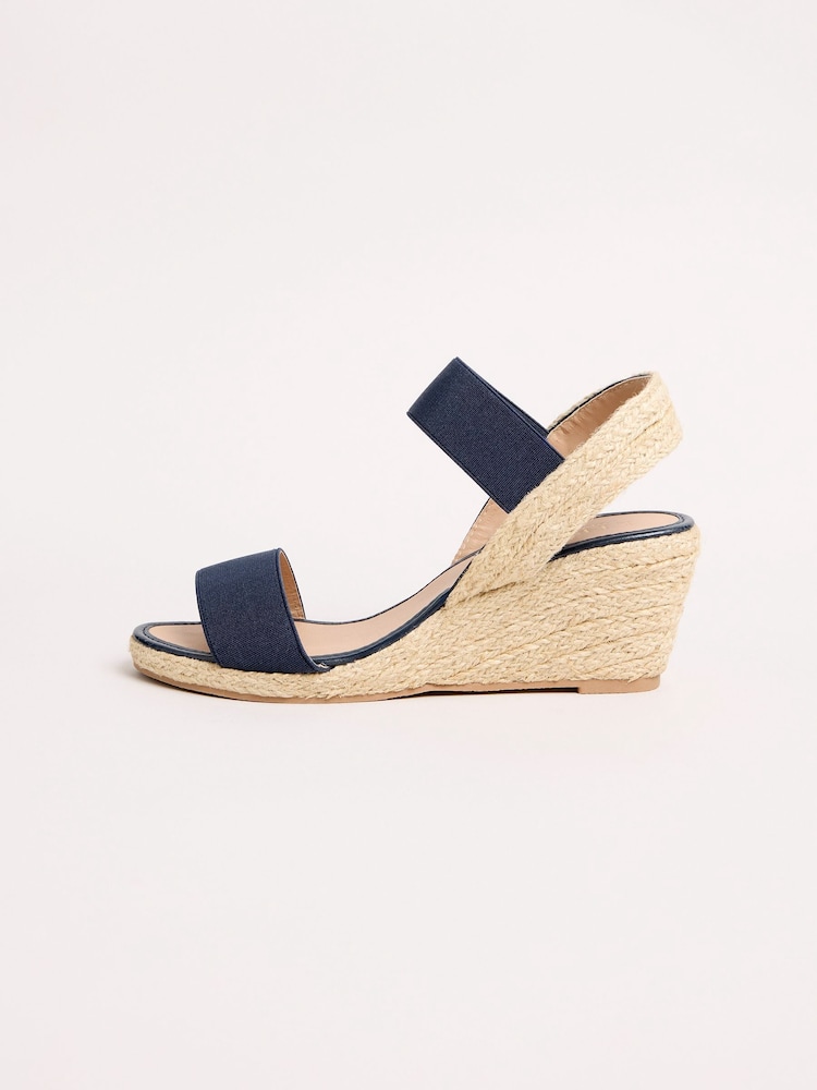 Lipsy Navy Standard Fit Elastic Low Wedge Espadrille Sandals - Image 5 of 5