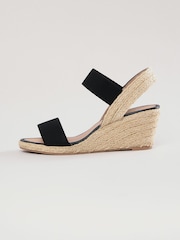 Lipsy Black Wide Fit Elastic Low Wedge Espadrille Sandals - Image 5 of 5