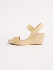 Lipsy Gold Wide Fit Elastic Low Wedge Espadrille Sandals - Image 5 of 5