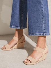 Lipsy Nude Extra Wide Fit Elastic Low Wedge Espadrille Sandals - Image 2 of 4