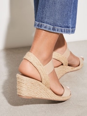Lipsy Nude Extra Wide Fit Elastic Low Wedge Espadrille Sandals - Image 3 of 4
