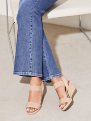 Lipsy Nude Extra Wide Fit Elastic Low Wedge Espadrille Sandals - Image 4 of 4