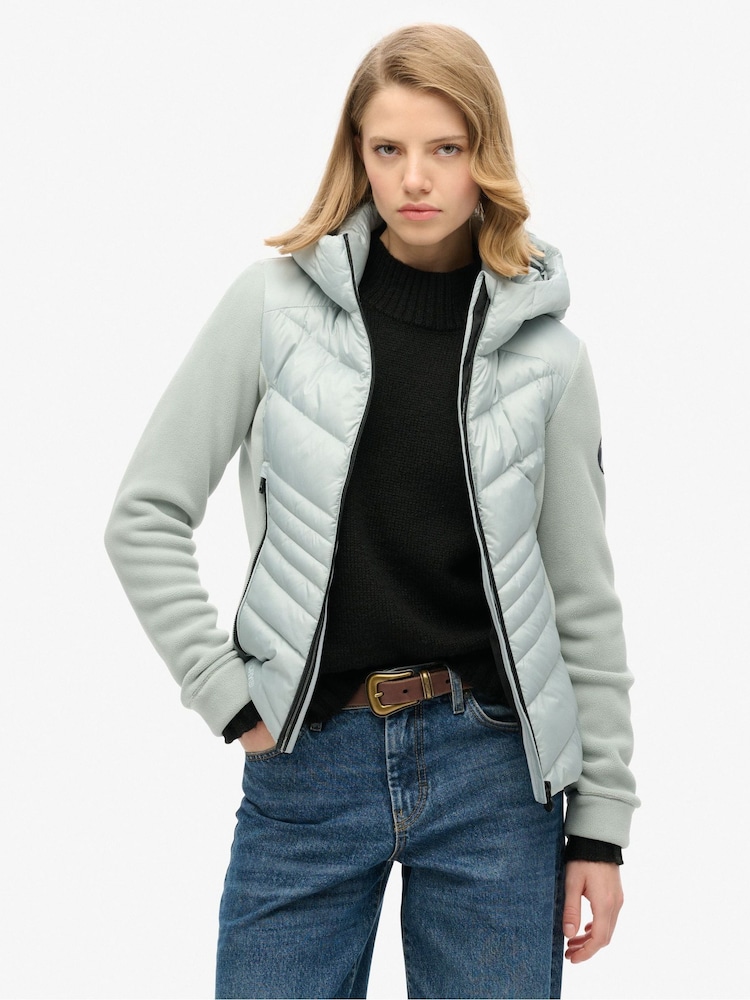 Superdry Grey Hooded Storm Fleece Jacket - Image 1 of 4