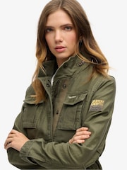 Superdry Green 100% Cotton Embellished Classic M65 Jacket - Image 4 of 4