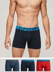 Superdry Blue Organic Cotton Boxers 3 Pack - Image 1 of 5
