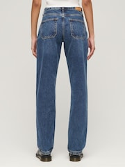 Superdry Blue Chrome Mid Rise Straight Leg 100% Cotton Jeans - Image 3 of 5