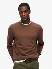 Superdry Brown Classic Essential 100% Cotton Sweatshirt - Image 1 of 3
