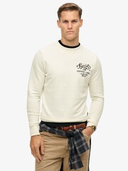 Superdry Cream 100% Cotton Copper Label Graphic Crew Sweatshirt - Image 1 of 5