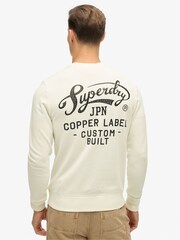 Superdry Cream 100% Cotton Copper Label Graphic Crew Sweatshirt - Image 2 of 5