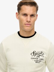 Superdry Cream 100% Cotton Copper Label Graphic Crew Sweatshirt - Image 3 of 5
