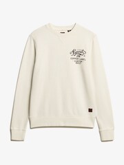 Superdry Cream 100% Cotton Copper Label Graphic Crew Sweatshirt - Image 4 of 5