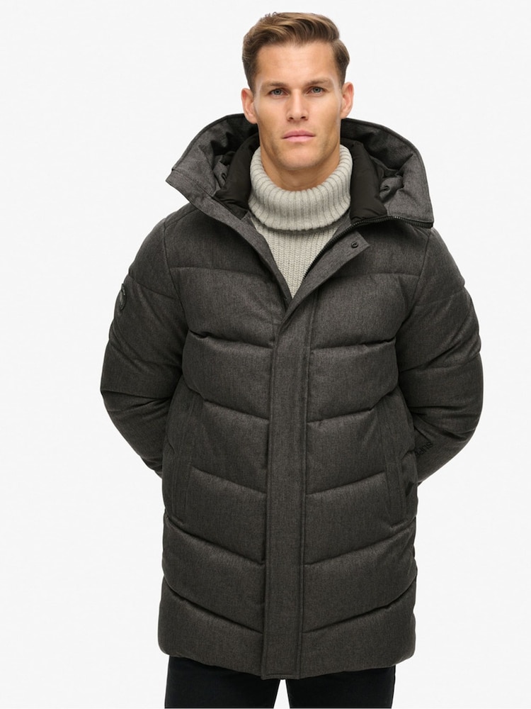 Superdry Black City Chevron Padded Parka Coat - Image 1 of 1