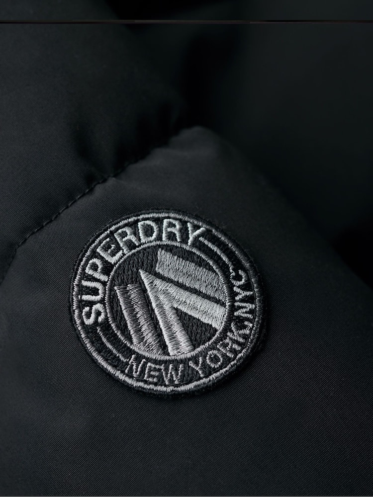 Superdry Black City Chevron Padded Parka Coat - Image 8 of 8