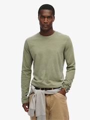 Світло хакі - Superdry 100% Cotton базові Logo лонгслів Top - Image 1 of 3