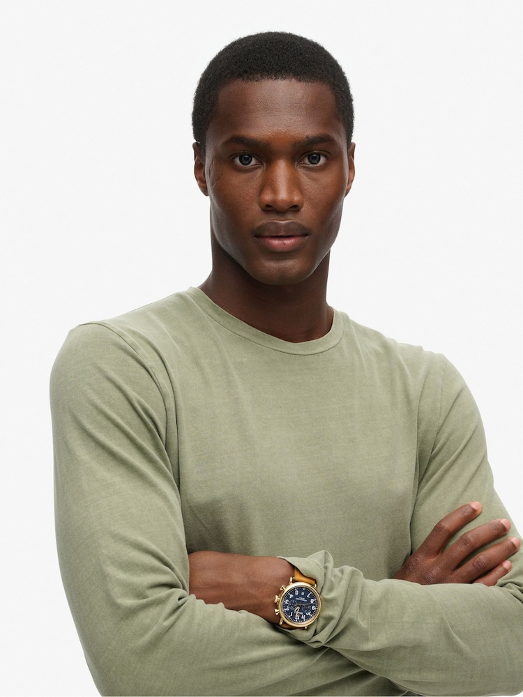 Світло хакі - Superdry 100% Cotton базові Logo лонгслів Top - Image 3 of 3
