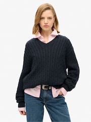 Superdry Oversized V-Neck com Decote Jumper - Imagem 1 de 5