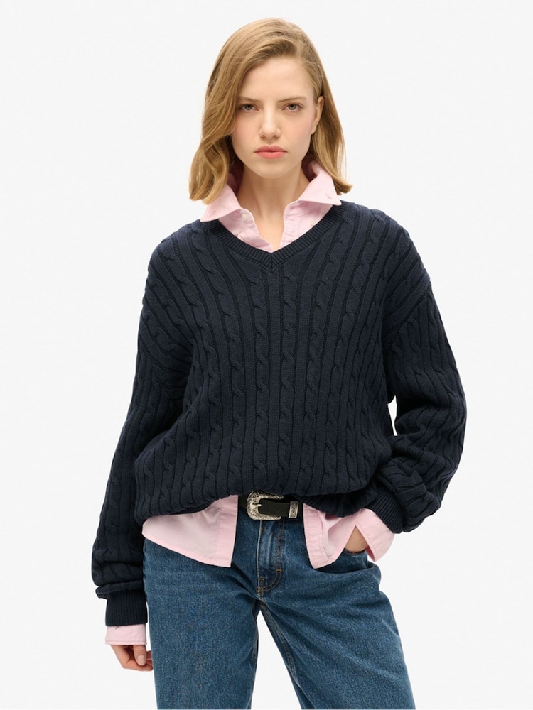 Superdry Oversized V-Neck com Decote Jumper - Imagem 1 de 5