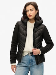 Superdry Black Hooded Storm Fleece Jacket - Image 1 of 6