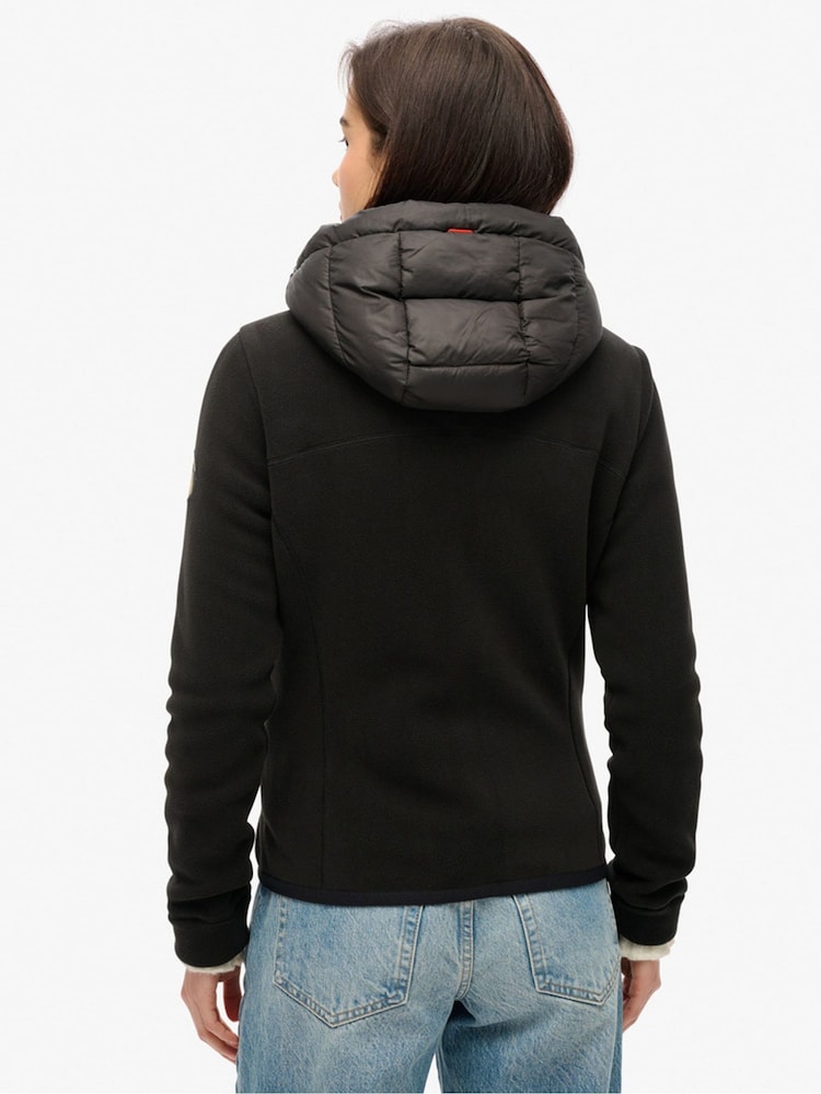 Superdry Black Hooded Storm Fleece Jacket - Image 2 of 6