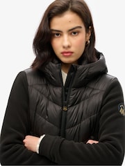 Superdry Black Hooded Storm Fleece Jacket - Image 4 of 6