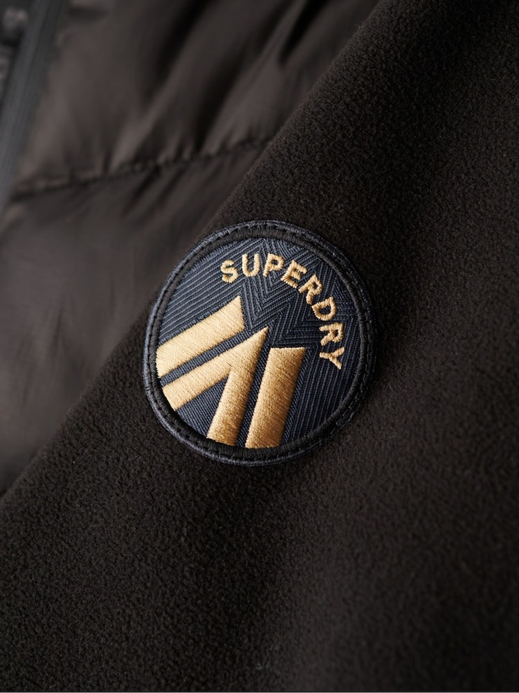 Superdry Black Hooded Storm Fleece Jacket - Image 6 of 6