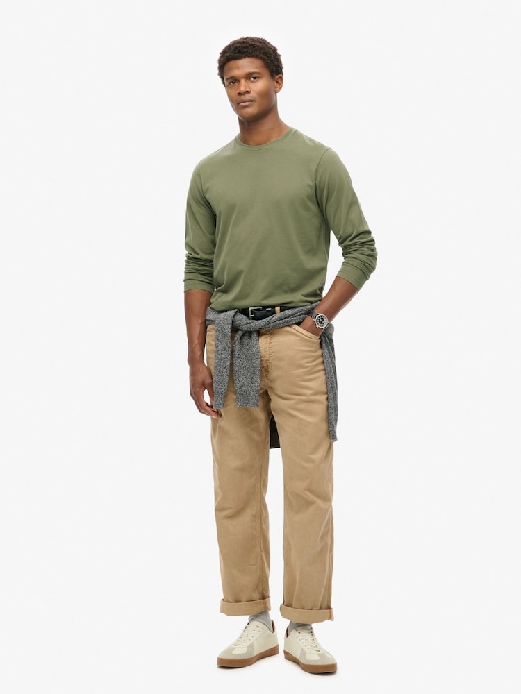 Verde - Camiseta básica de algodón 100 % de manga larga con logo de Superdry - Imagen 1 de 3 Verde - Camiseta básica de algodón 100 % de manga larga con logo de Superdry - Imagen 1 de 3
