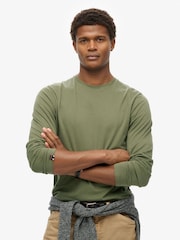 Зелений - Superdry 100% Cotton базові Logo лонгслів Top - Image 2 of 3