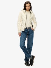 Superdry White Hooded Storm Fleece Jacket - Image 2 of 3