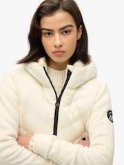 Superdry White Hooded Storm Fleece Jacket - Image 3 of 3