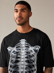 Black Skeleton Halloween 100% Cotton T-Shirt - Image 4 of 7