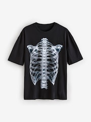 Black Skeleton Halloween 100% Cotton T-Shirt - Image 5 of 7