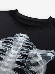 Black Skeleton Halloween 100% Cotton T-Shirt - Image 6 of 7
