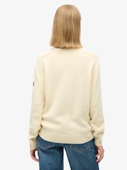 Superdry White Slouchy Knitted Crew Sweatshirt - Image 2 of 4