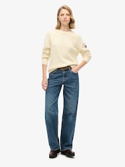 Superdry White Slouchy Knitted Crew Sweatshirt - Image 3 of 4