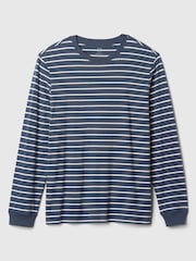 Gap Blue Everyday 100% Cotton Stripe Crew Neck Long Sleeve T-Shirt - Image 4 of 4