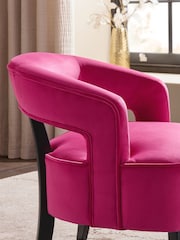 Soft Velvet Fuchsia Pink Remi Wood Accent Chair - Image 2 of 9
