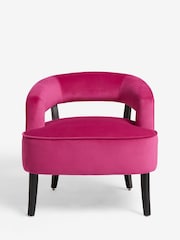 Soft Velvet Fuchsia Pink Remi Wood Accent Chair - Image 5 of 9