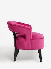 Soft Velvet Fuchsia Pink Remi Wood Accent Chair - Image 7 of 9