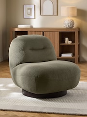 Casual Boucle Sage Green Otis Swivel Accent Chair - Image 1 of 9