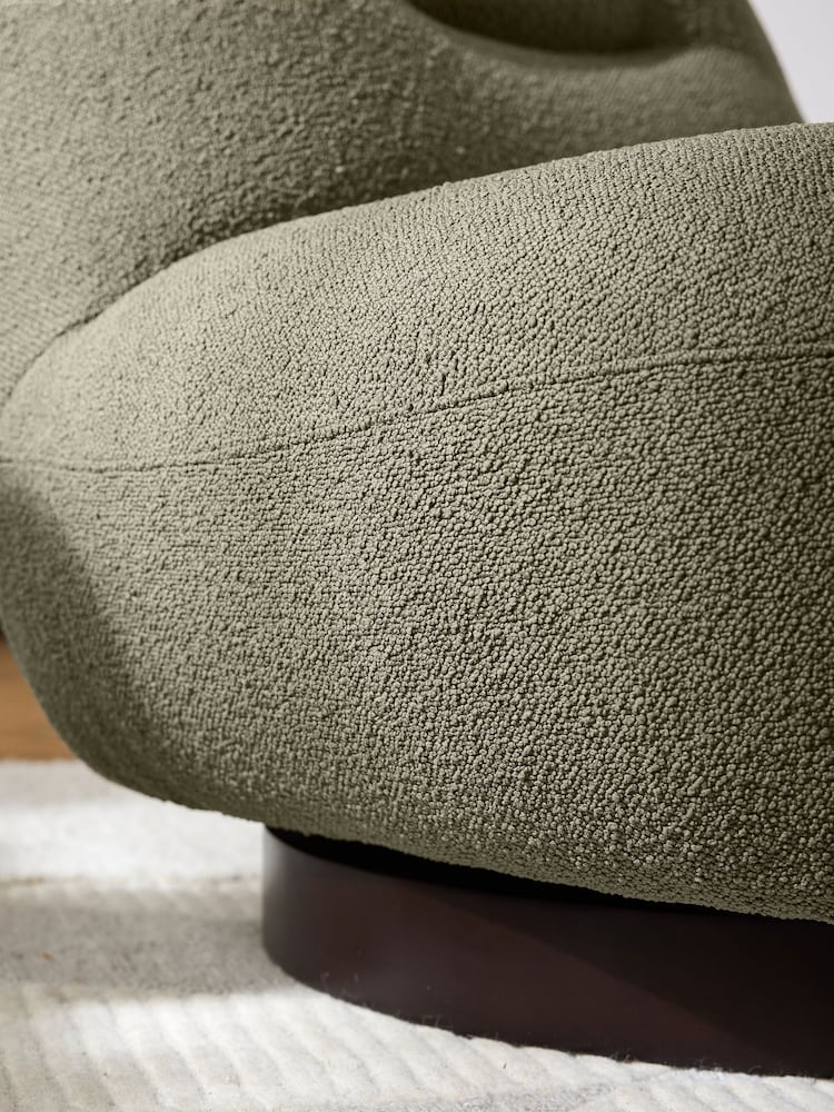 Casual Boucle Sage Green Otis Swivel Accent Chair - Image 2 of 9